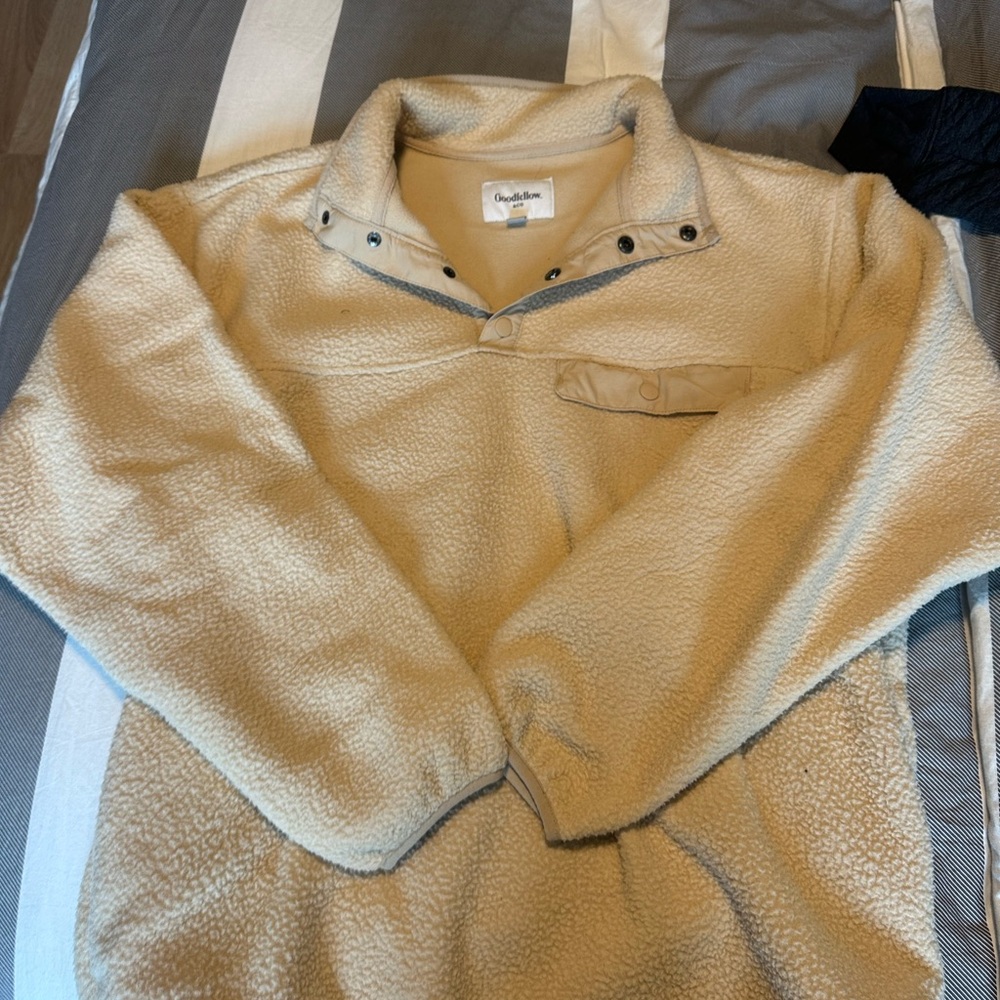Goodfellow & Co Tan/Cream Sherpa-Lined Snap Pullover